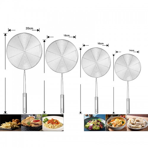 Solid 4 PCS Stainless Steel Fry Oil Strainer Solid 4 PCS Stainless Steel Fry Oil Strainer